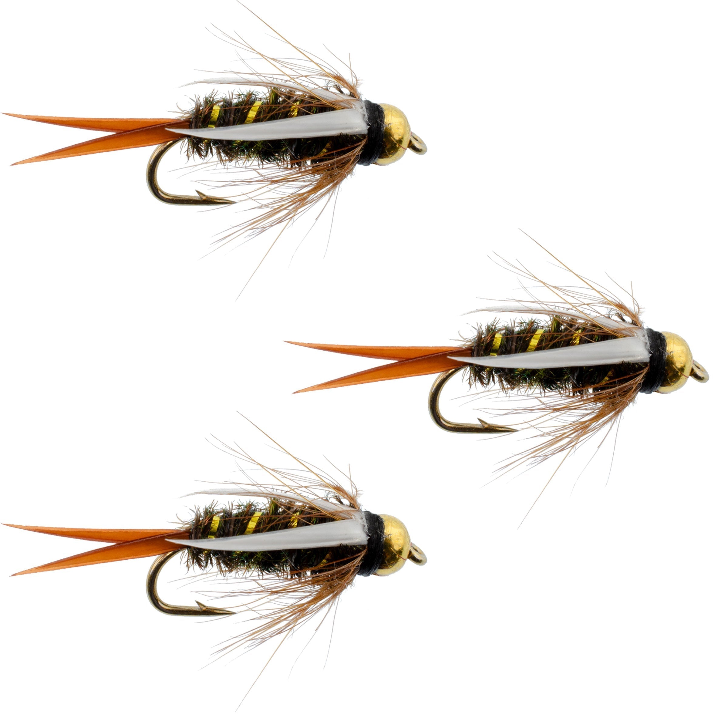 3 Pack Tungsten Bead Head Prince Nymph Fly Fishing Flies - Hook Size 1 