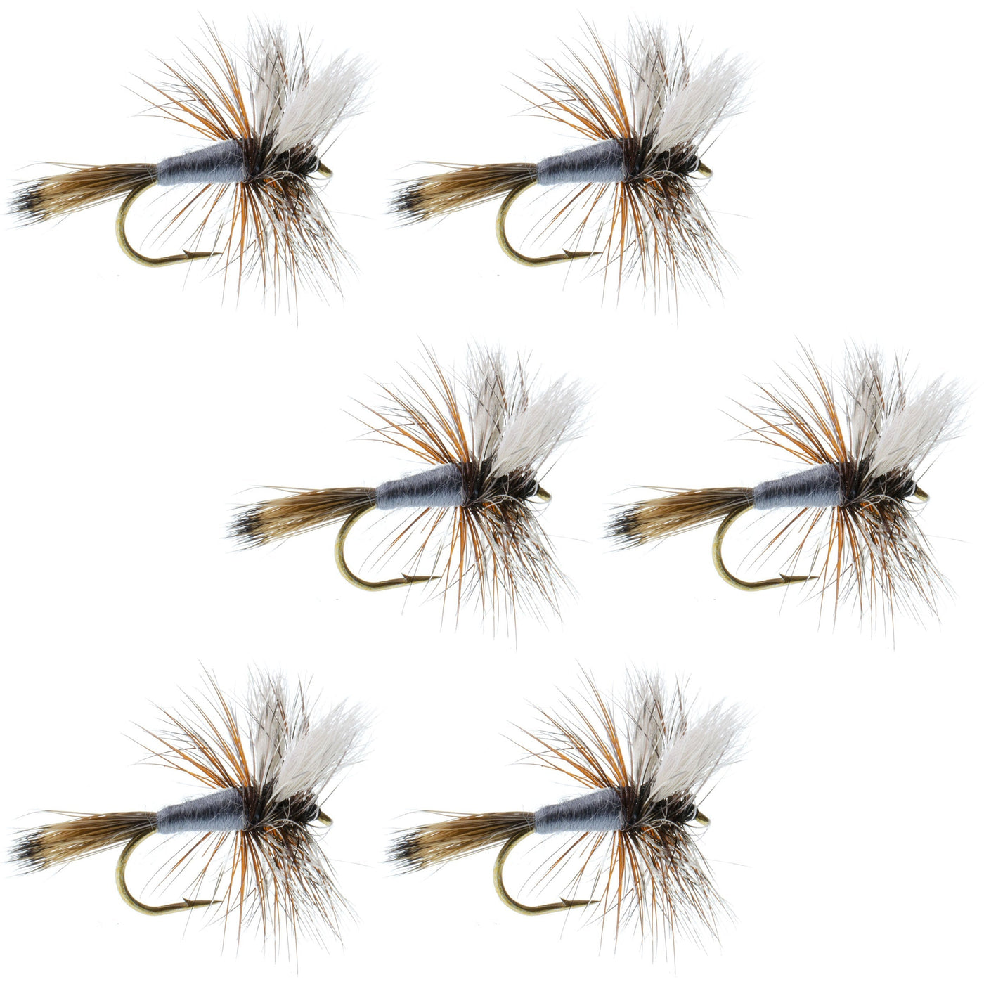 Adams Wulff Classic Dry Fly - 6 Flies - Hook Size 12