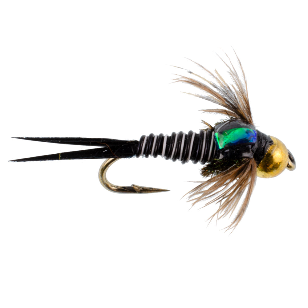 Bead Head Zebra Copper John Nymph Fly Fishing Flies - 1 Dozen Flies Hook Size 12