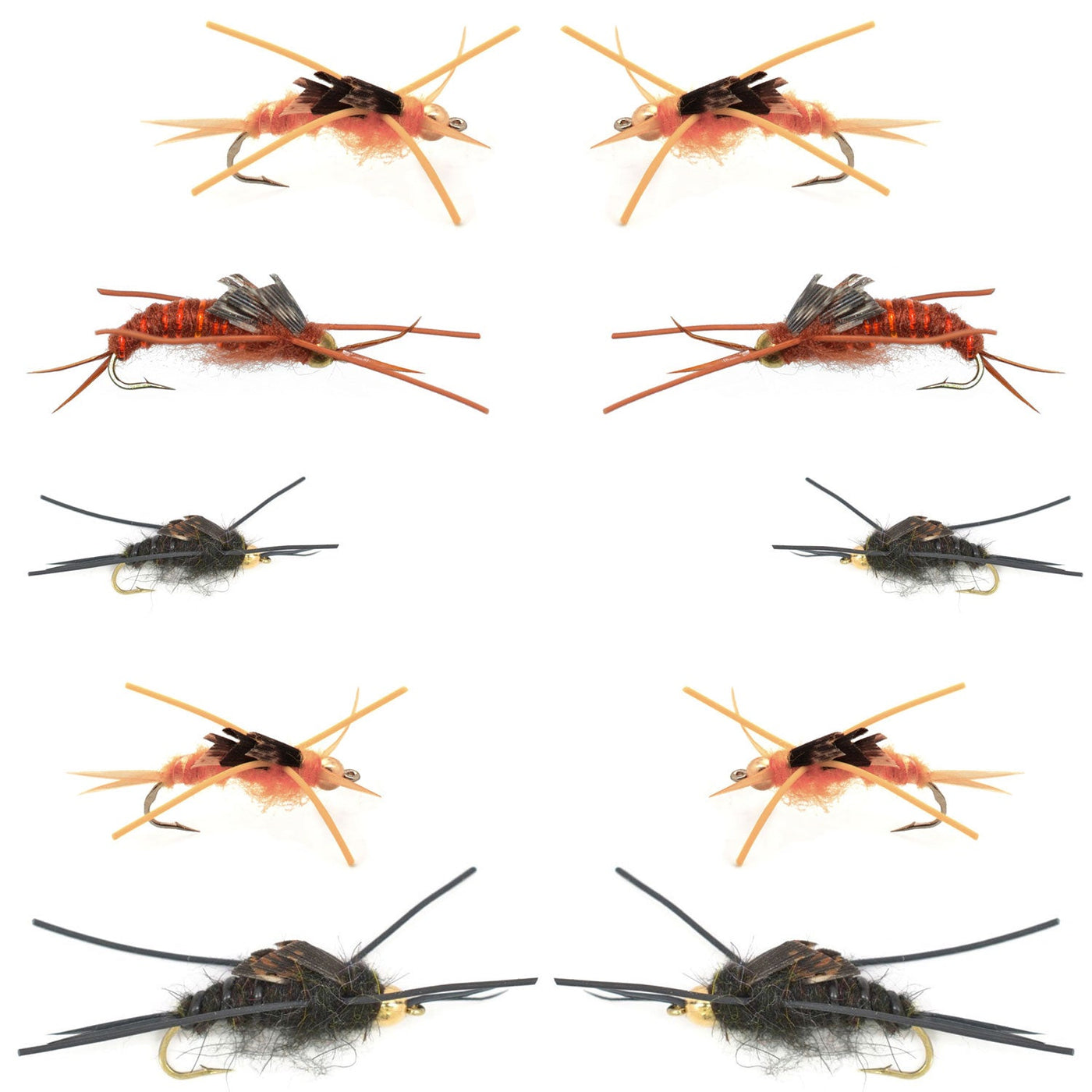 Basics Collection - Kaufmann's Stonefly Nymph Assortment - 10 Bead Head Rubber Legs Wet Flies - 5 Patterns - Hook Sizes 4, 6, 8, 10, and 12