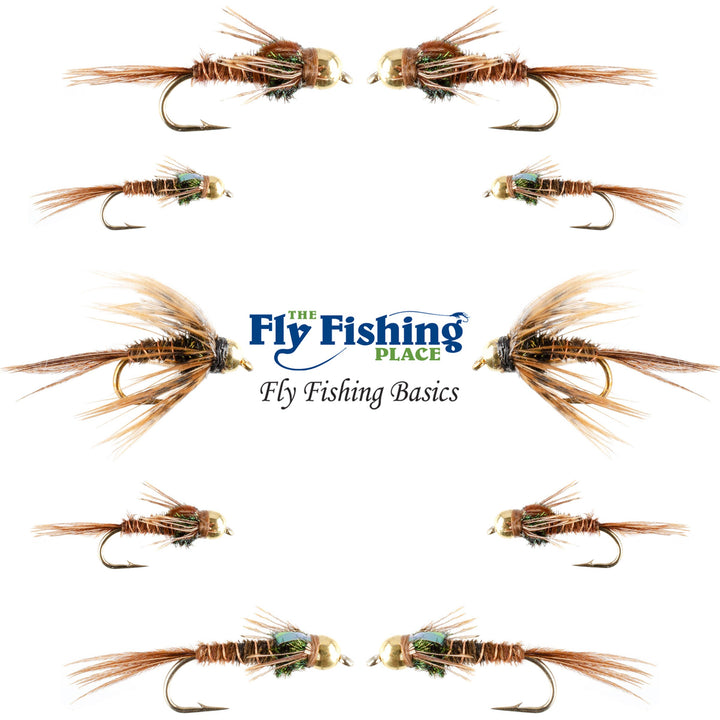 Basics Collection - Bead Head Pheasant Tail Nymph Assortment - 10 Wet Flies - Hook Sizes 14, 16, 18