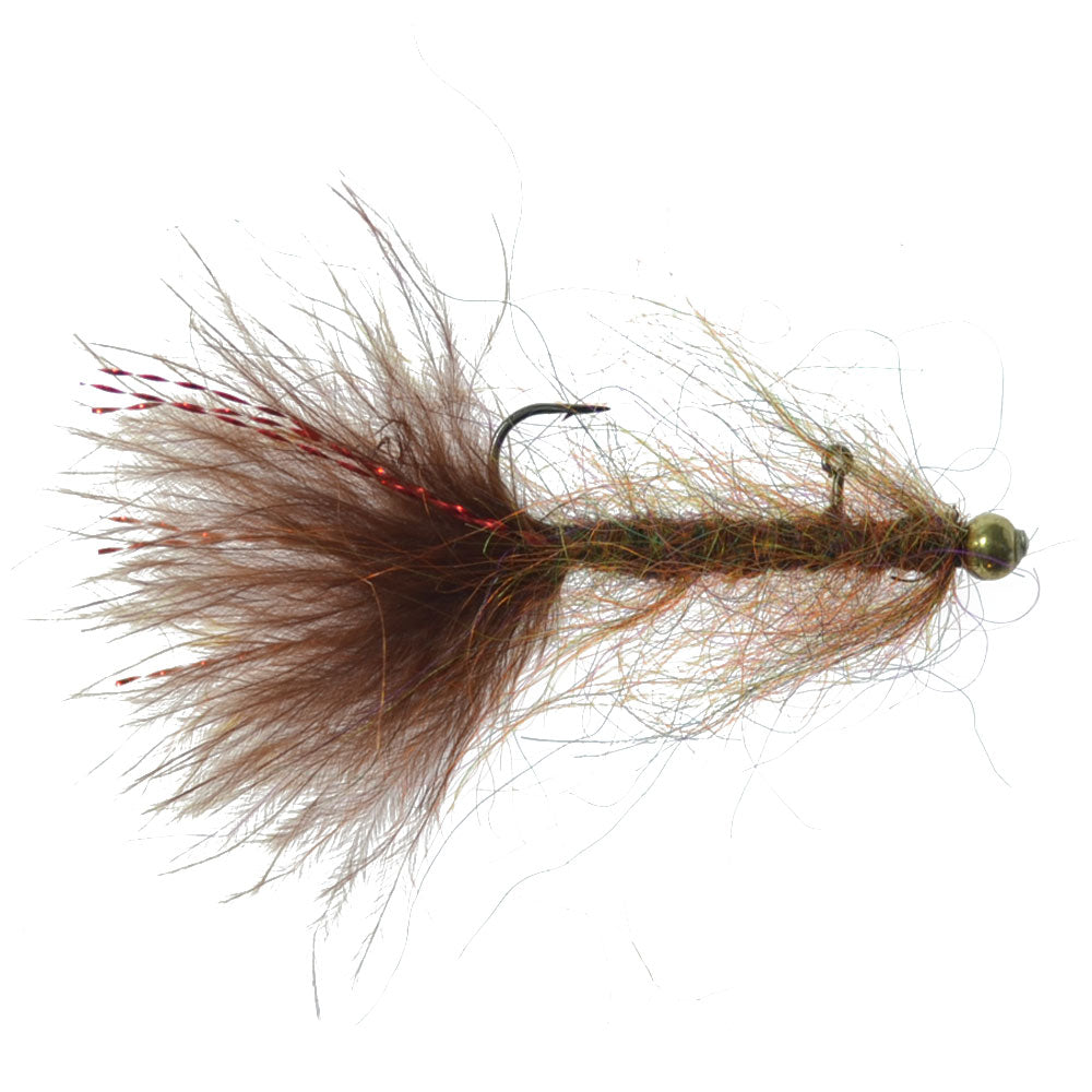 3 Pack Balanced Leech Size 12 - Brown Tungsten Bead Head Jig Lake Streamer Wet Fly