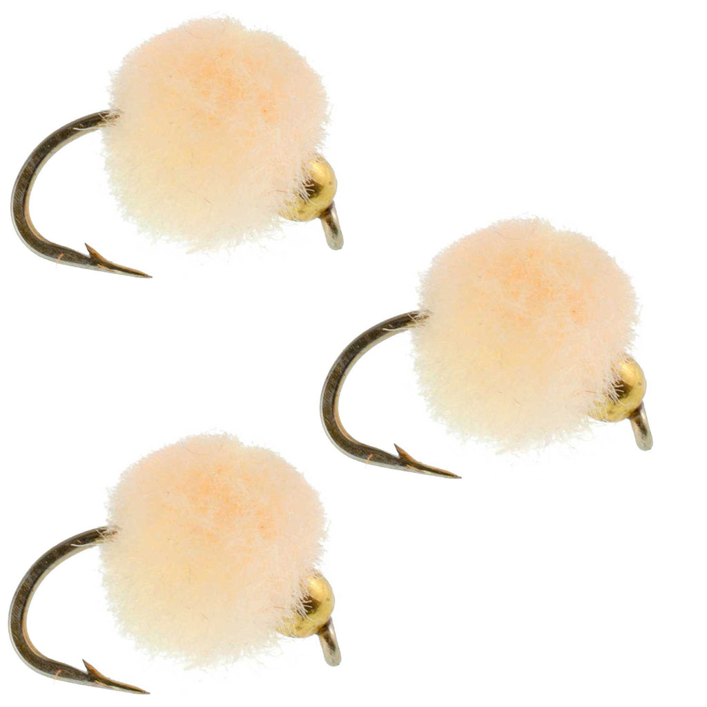 3 Pack Bead Head Oregon Cheese Egg Fly Fishing Flies - Hook Size