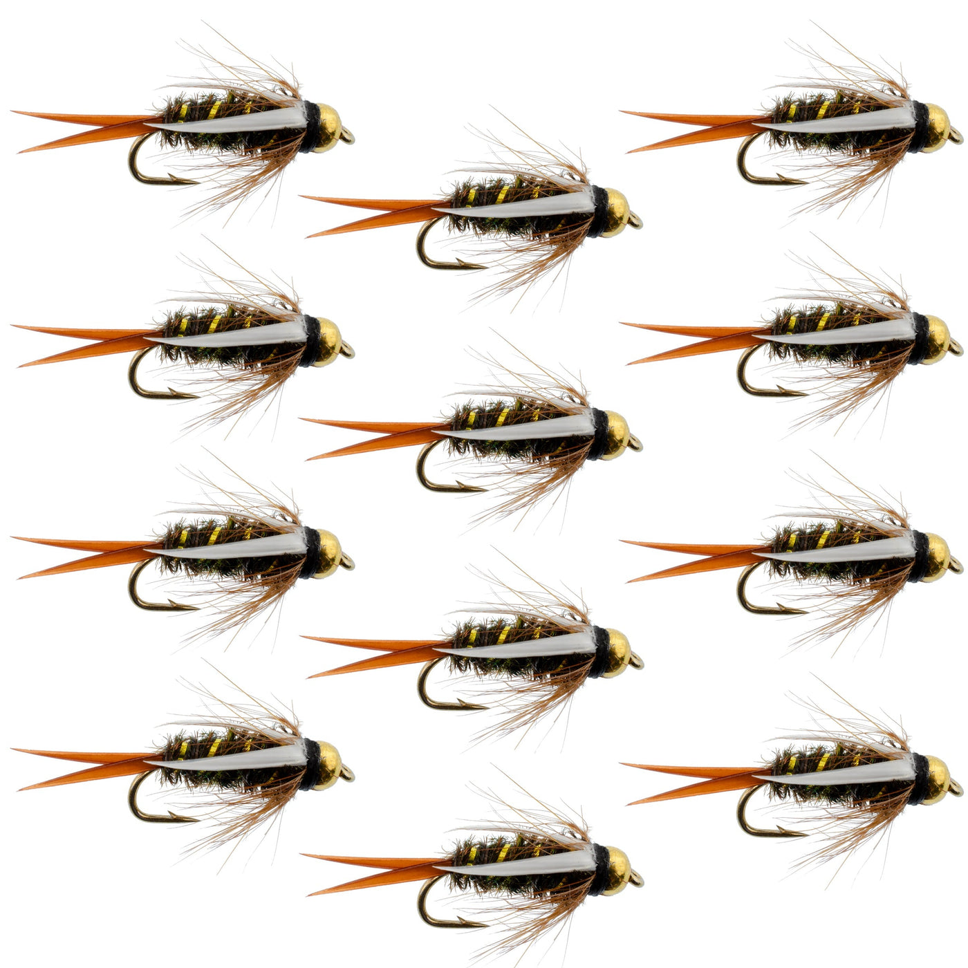 Bead Head Prince Nymph Fly Fishing Flies - 1 Dozen Flies Hook Size 12