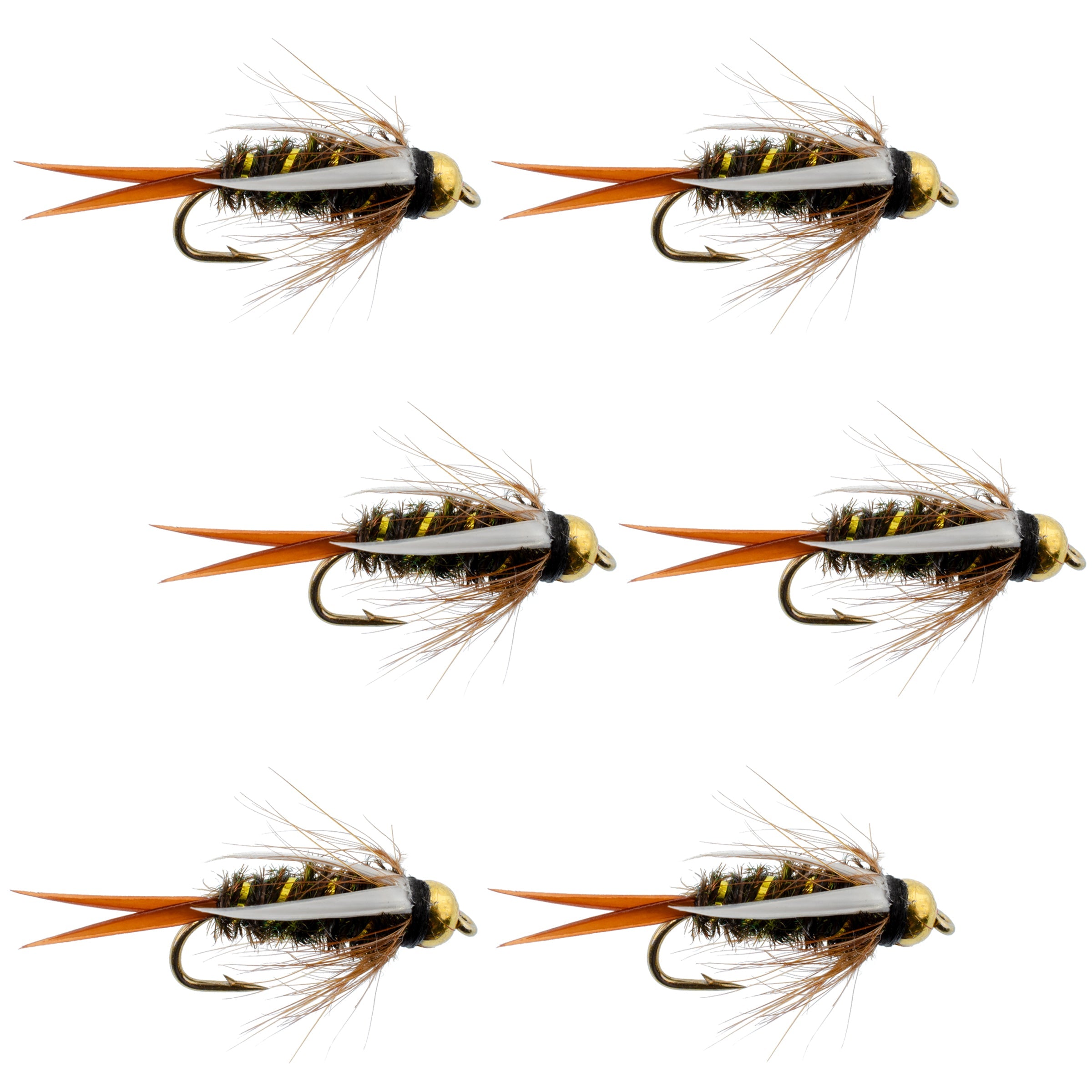 Bead Head Prince Nymph Fly Fishing Flies - Set of 6 Flies Hook Size 10 ...