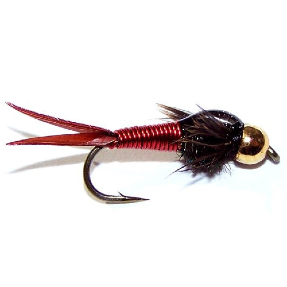 Bead Head Red Copper John Nymph Fly 6 Flies -  Hook Size 12