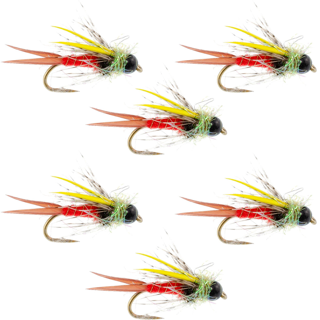 The Fly Fishing Place Bead Head Prince Nymph Fly Fishing Flies - Set of 6  Flies Hook Size 12