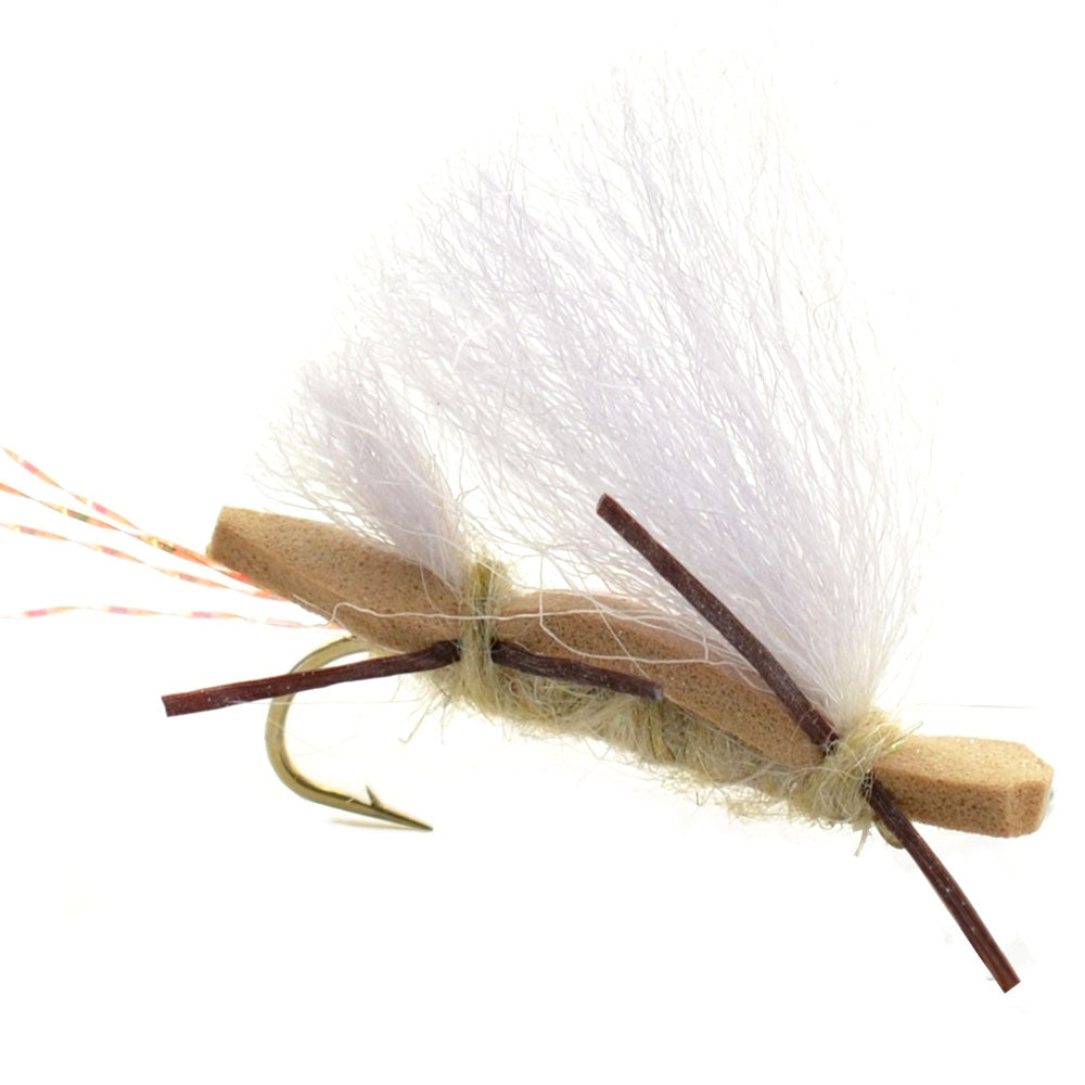 4 Pack Chubby Chernobyl Ant Tan Foam Body Grasshopper Fly - Hook Size 10