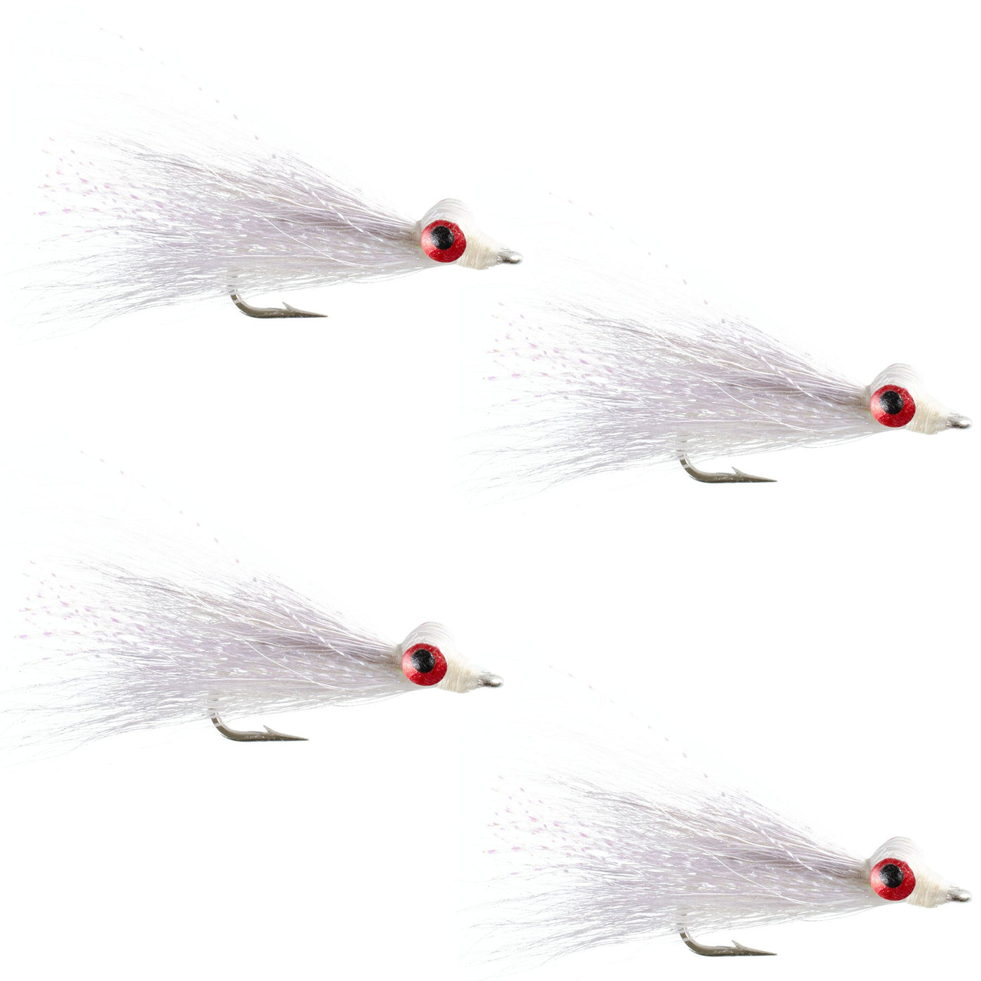 Clousers Deep Minnow White - Streamer Fly Fishing Flies - 4 Saltwater and Bass Flies - Hook Size 1/0
