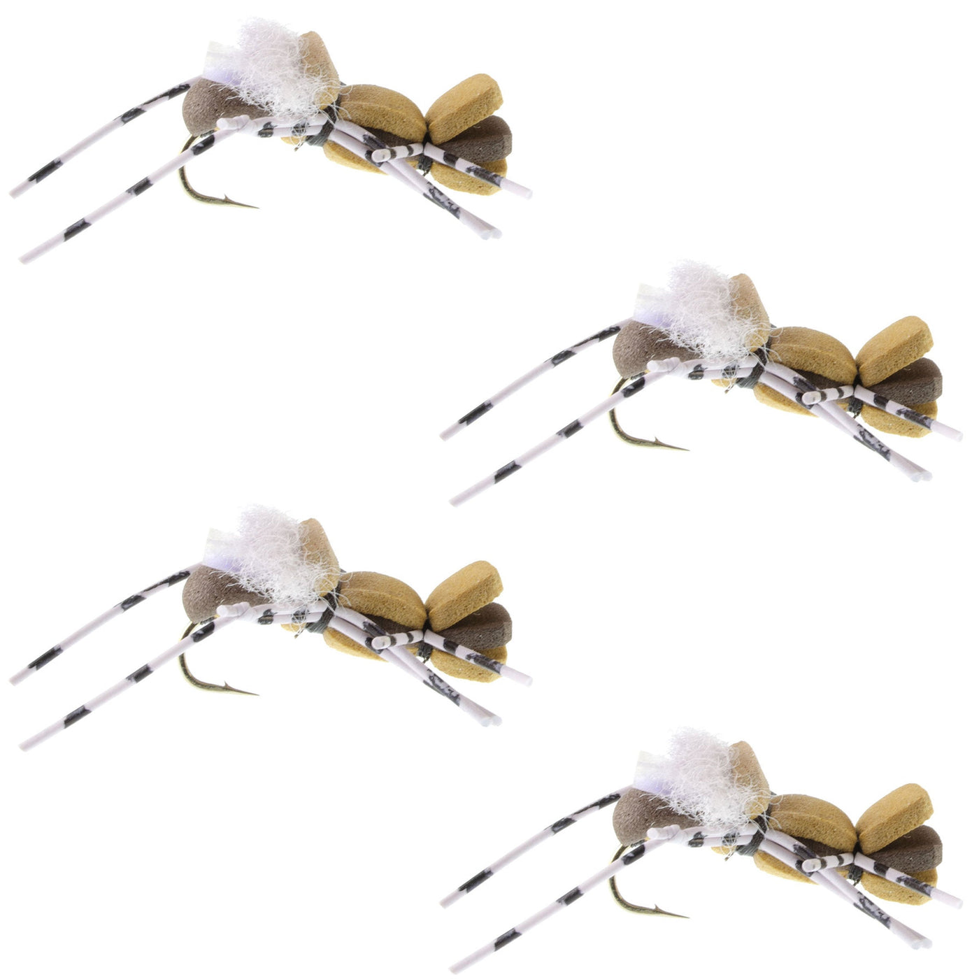 4 Pack Fat Albert Tan Foam Body Grasshopper Fly - Hook Size 10