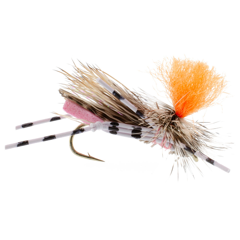 3 Pack Feth Hopper Pink - Foam Grasshopper Fly Pattern - Hook Size 10