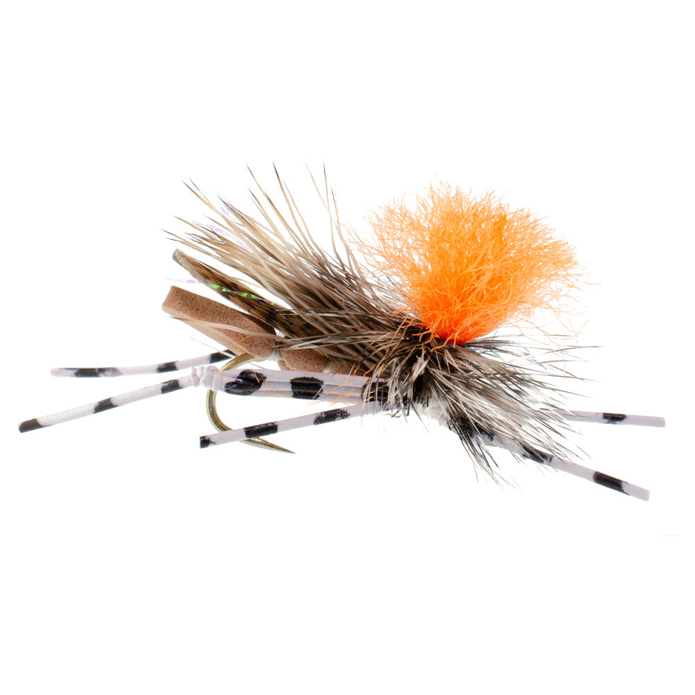 Trout Fly Assortment - High Visibility Feth Grasshopper Dry Fly Collection 1 Dozen Flies - Foam Body Hopper Flies - Size 10