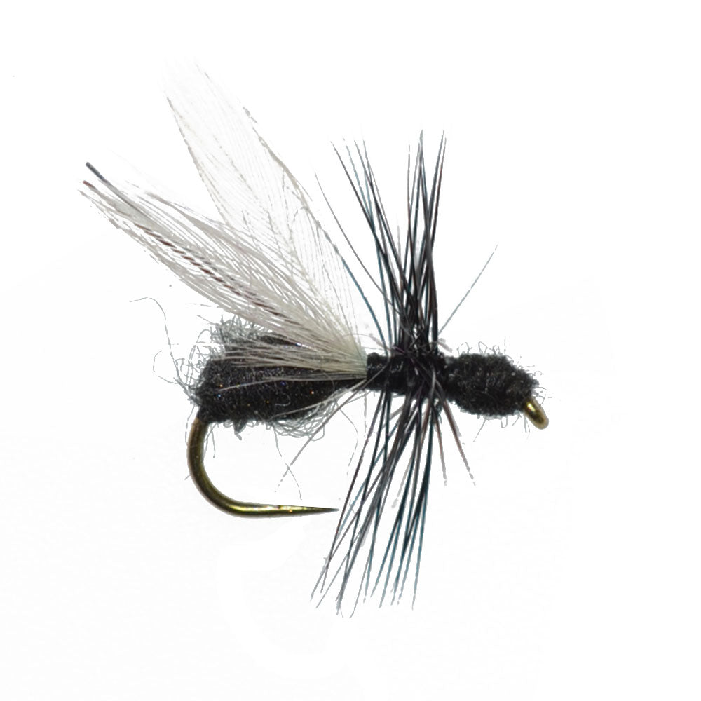 Barbless Black Fur Flying Ant Terrestrial Trout Dry Fly Fishing Flies - 1 Dozen Flies Hook Size 14