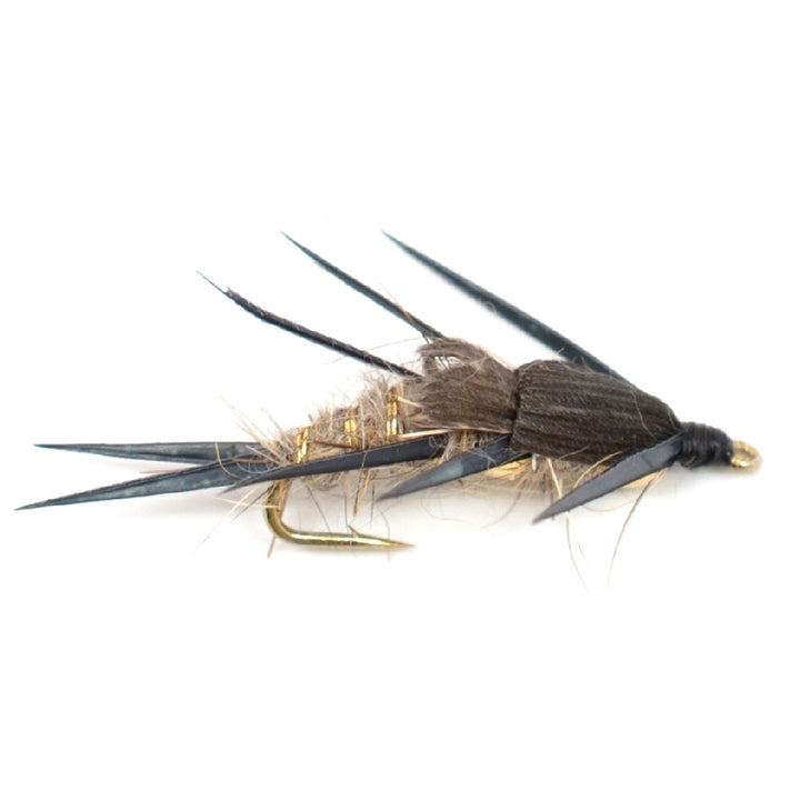 Double Bead Gold Ribbed Hare's Ear Nymph Fly Fishing Flies - Trout and Bass Wet Fly - 6 Flies Hook Size 12