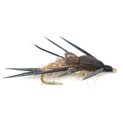 3 Pack Double Bead Black Biot Legs Gold Ribbed Hare's Ear Nymph Fly Fishing Flies Hook Size 10