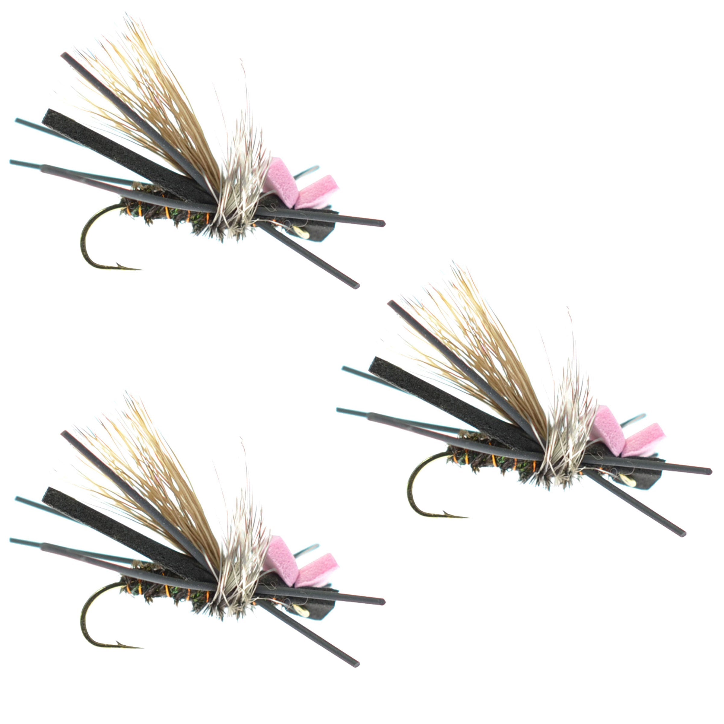 3 Pack Gypsy King Hopper Foam Body Grasshopper Fly - Hook Size 10 ...