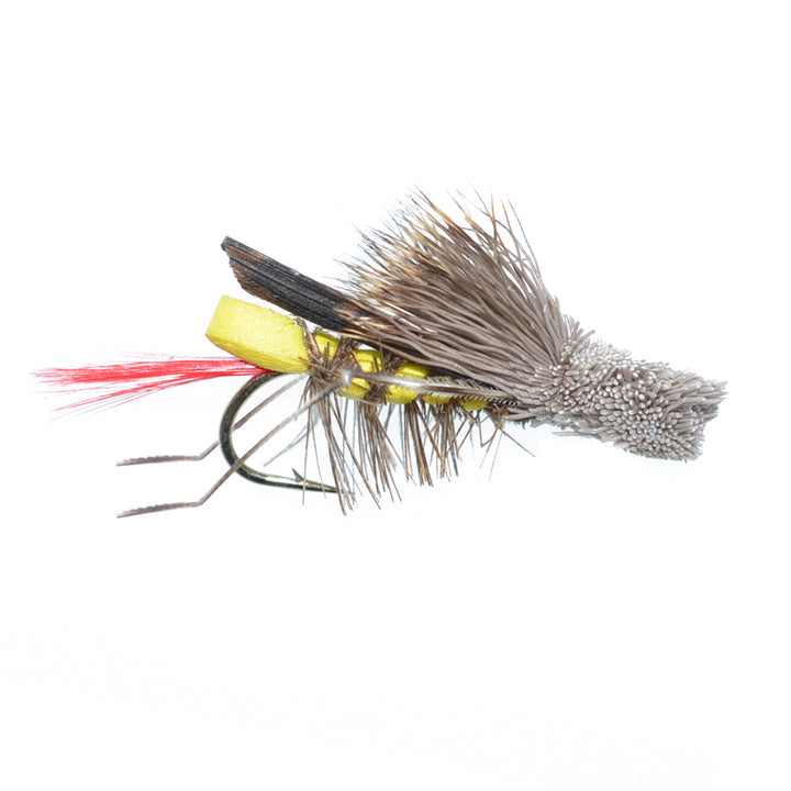 4 Pack Dave's Hopper Yellow Foam Body Grasshopper Fly - Hook Size 8