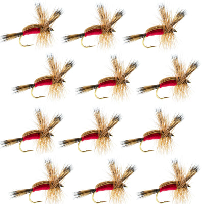 Red Humpy Classic Hair Wing Dry Fly - 1 Dozen Flies Hook Size 10