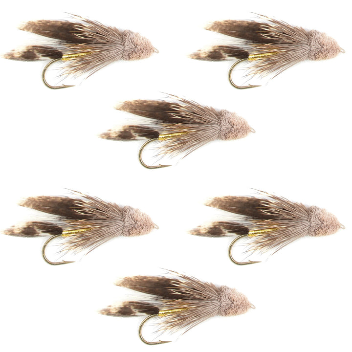 Muddler Minnow Fly Fishing Flies - Classic Bass and Trout Streamers - Set of 6 Flies Hook Size 12