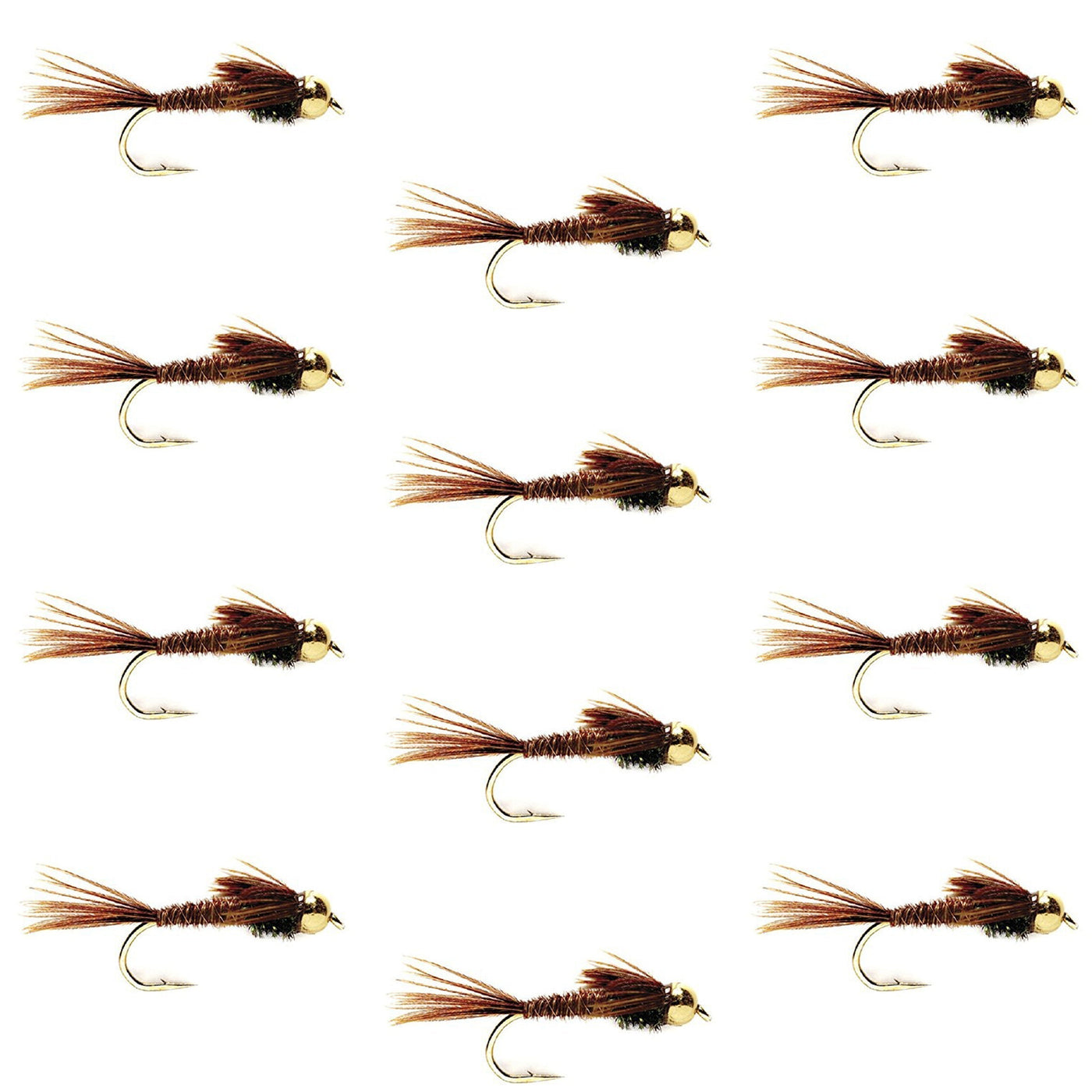 Tungsten Bead Head  Pheasant Tail Nymph 1 Dozen Flies  Size 16