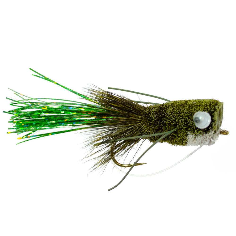 Bass Bug Collection - Set of 12 Bass Fly Fishing Flies - Surface Poppers Frog, Rat, Mouse and Divers  - Hook Sizes 2,4, 6 and 8