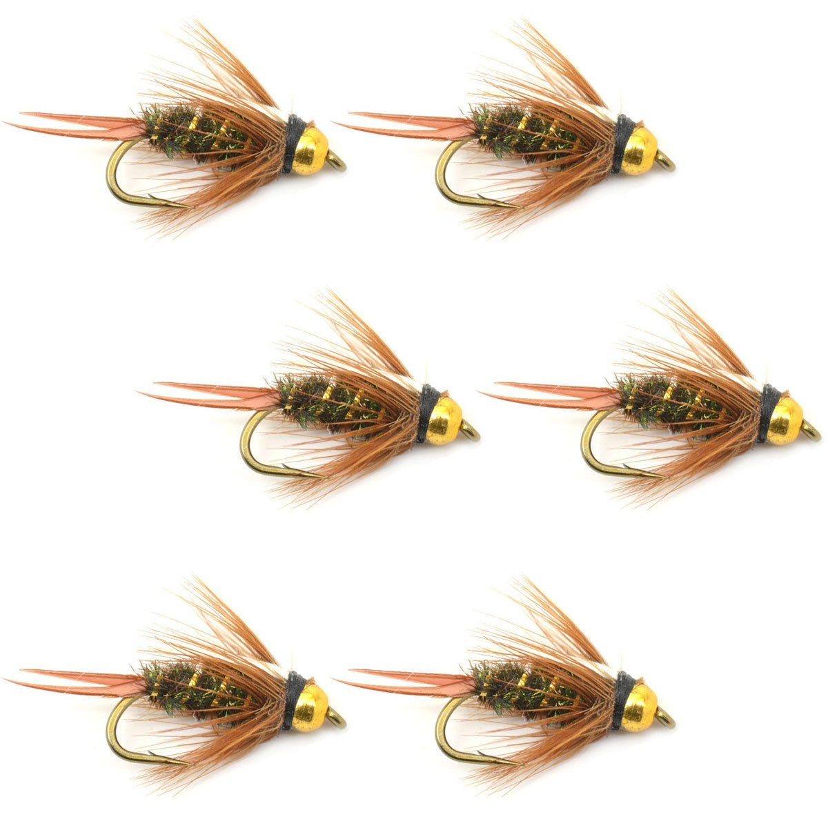 Bead Head Prince Nymph Fly Fishing Flies - Set of 6 Flies Hook Size 14