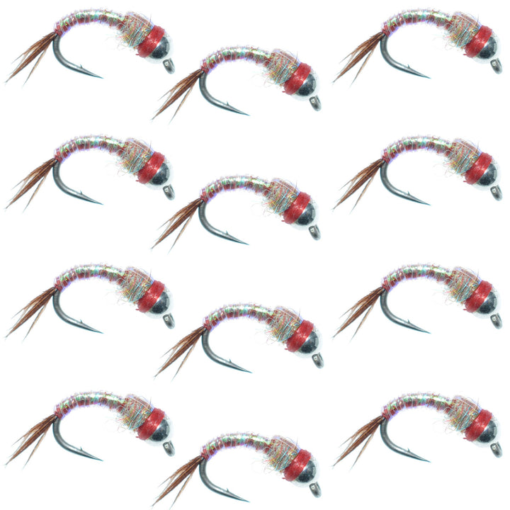 Bead Head Rainbow Warrior Nymph Fly Fishing Flies One Dozen Hook Size 16