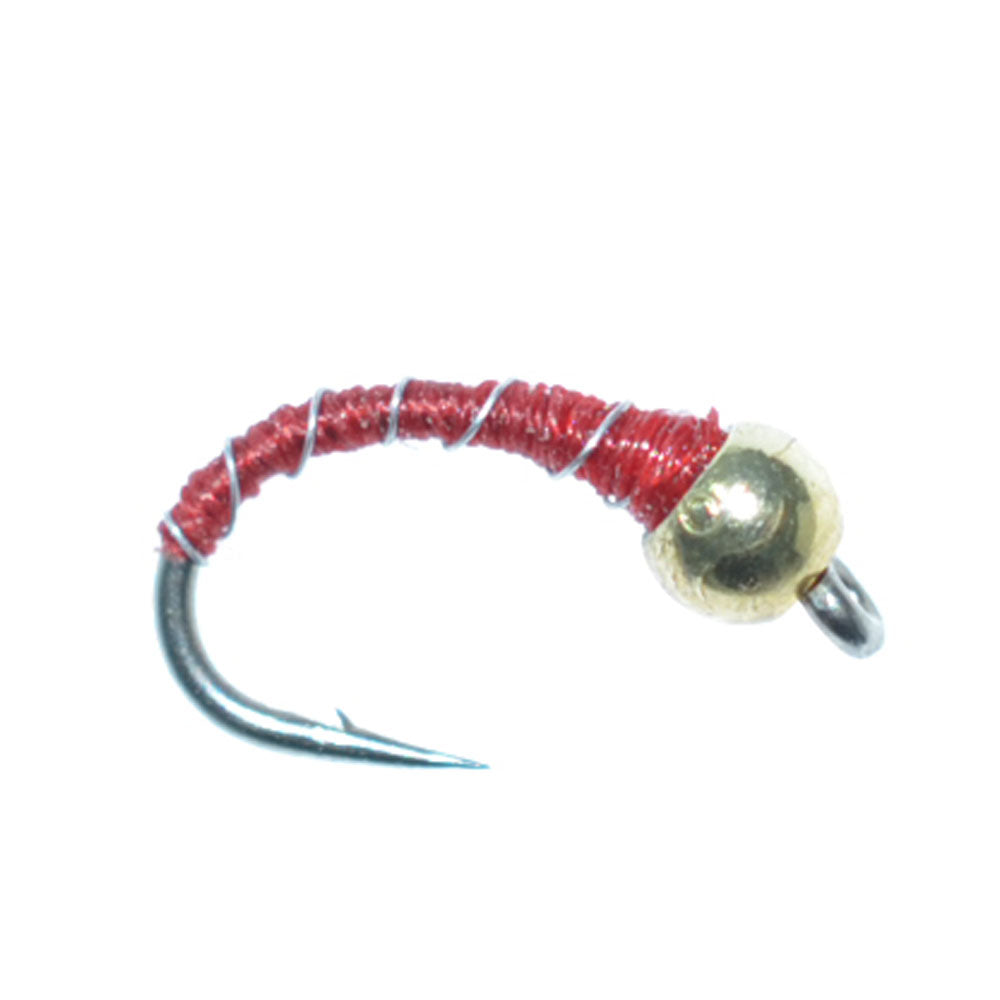 3 Pack Bead Head Red Zebra Midge Still Water Nymph Fly Fishing Fly Hook Size 14