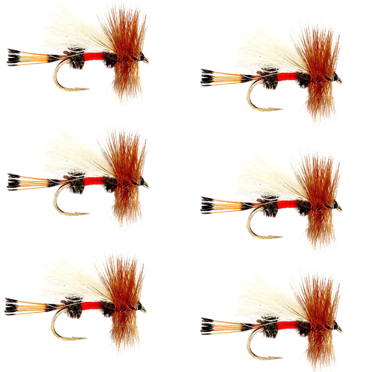 Royal Trude Classic Hair Wing Dry Fly -6 Flies Hook Size 10