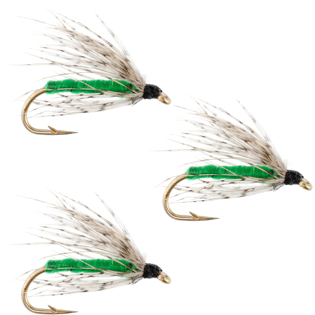 3 Pack Soft Hackle Partridge and Green Fly Fishing Wet Flies