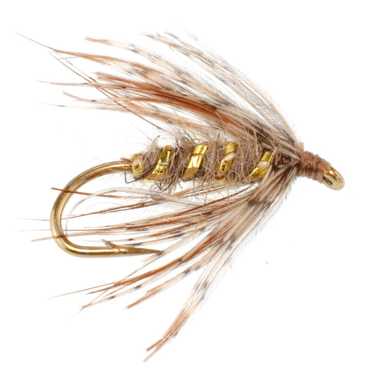 Soft Hackle March Brown Partridge Fly Fishing Wet Flies - 6 Flies Hook Size 14