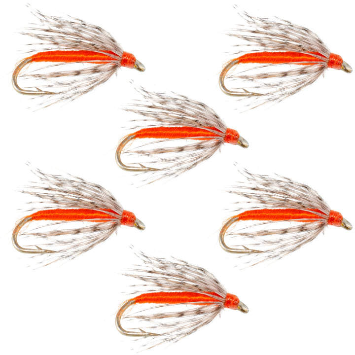 Soft Hackle Partridge and Orange Fly Fishing Wet Flies - 6 Flies Hook Size 14