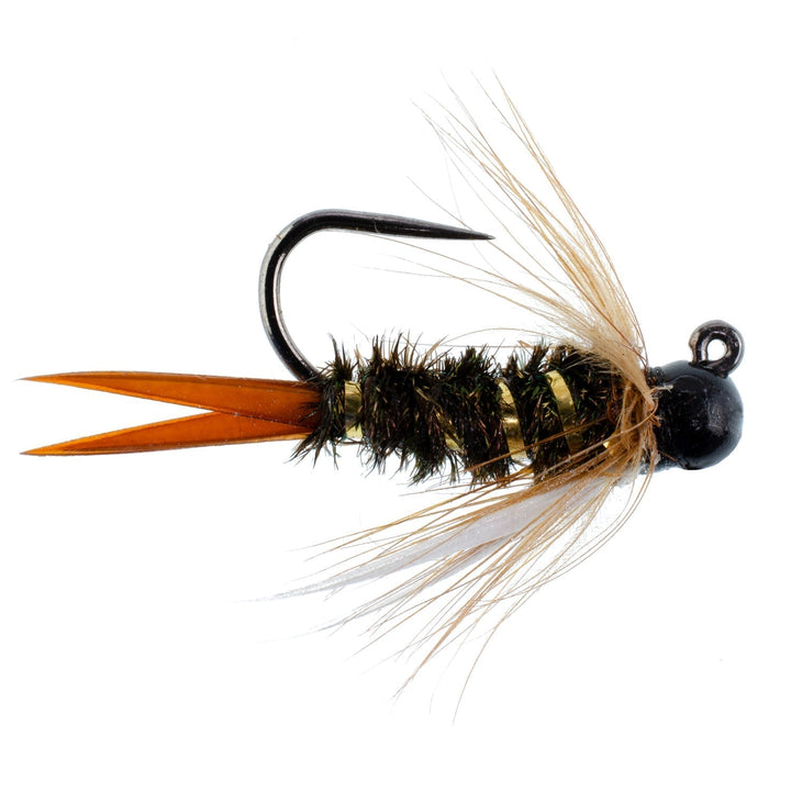 3 Pack Black Tungsten Bead Prince Jig Tactical Czech Nymph Euro Nymphing Fly - Hook Size 10