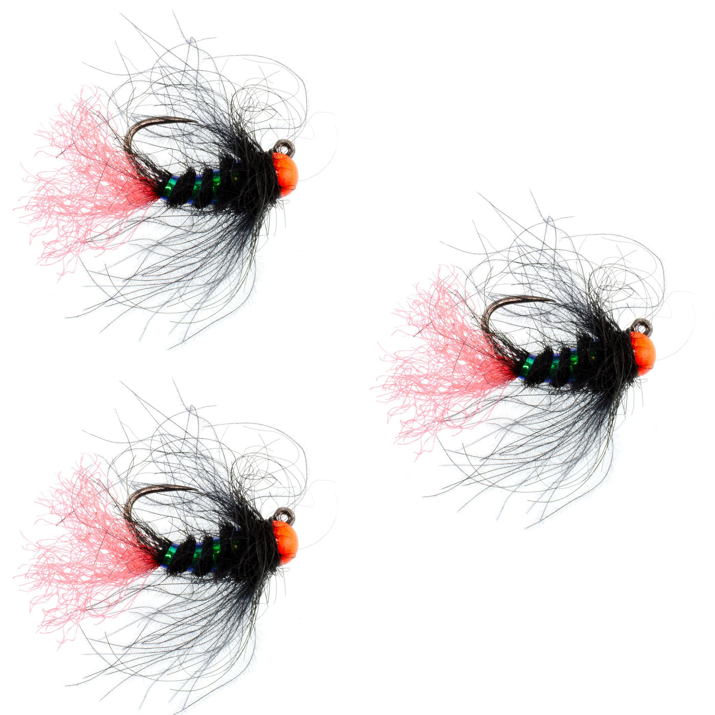 3 Pack Tungsten Hot Bead Jig Tactical Blow Torch Czech Nymph Euro Nymphing Fly - Hook Size 16