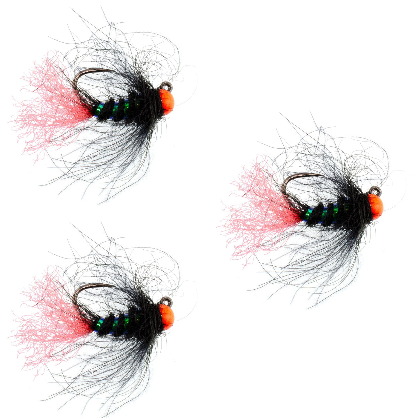 3 Pack Tungsten Hot Bead Jig Tactical Blow Torch Czech Nymph Euro Nymphing Fly - Hook Size 12