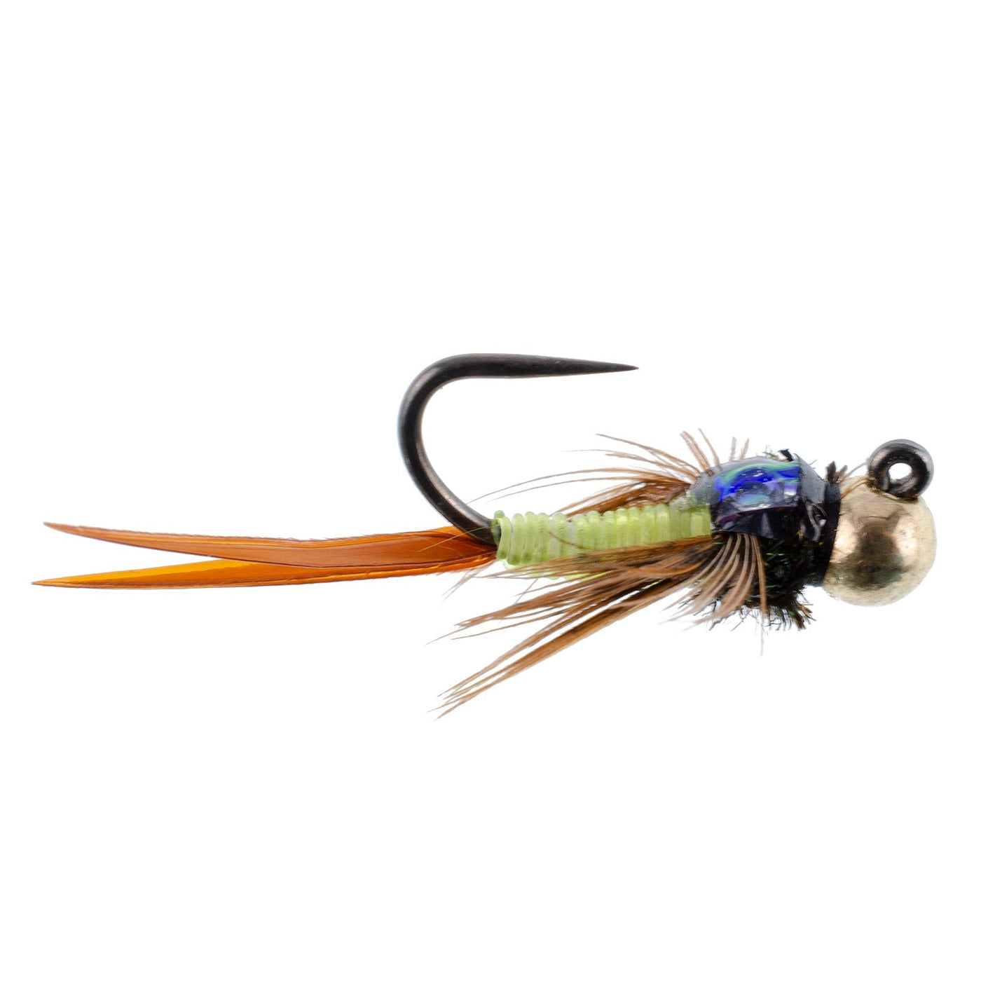 Tungsten Bead Tactical Jig Copper John Chartreuse Czech Nymph Euro Nymphing Fly - 6 Flies Size 14