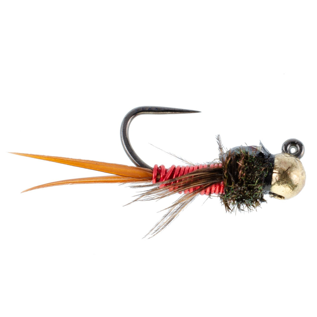 Tungsten Bead Tactical Jig Copper John Red Czech Nymph Euro Nymphing Fly - 6 Flies Size 12