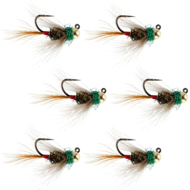 Tungsten Bead Tactical CDC Frenchie Czech Nymph Euro Nymphing Fly - 6 Flies Size 14