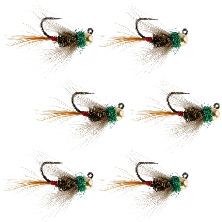 Tungsten Bead Tactical CDC Frenchie Czech Nymph Euro Nymphing Fly - 6 Flies Size 16