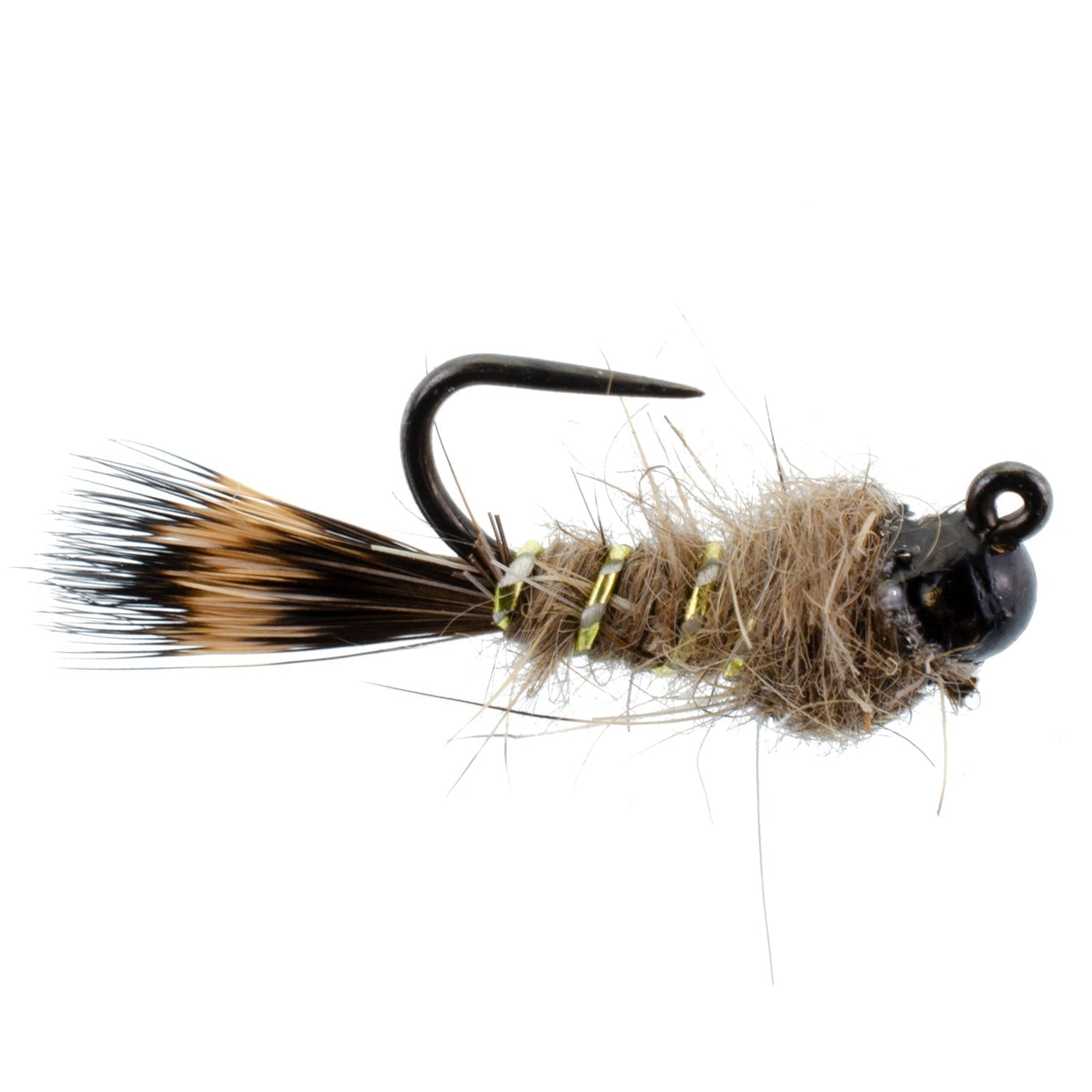 Black Tungsten Bead Tactical Hares Ear Czech Nymph Euro Nymphing Fly - 1  Dozen Flies Size 18