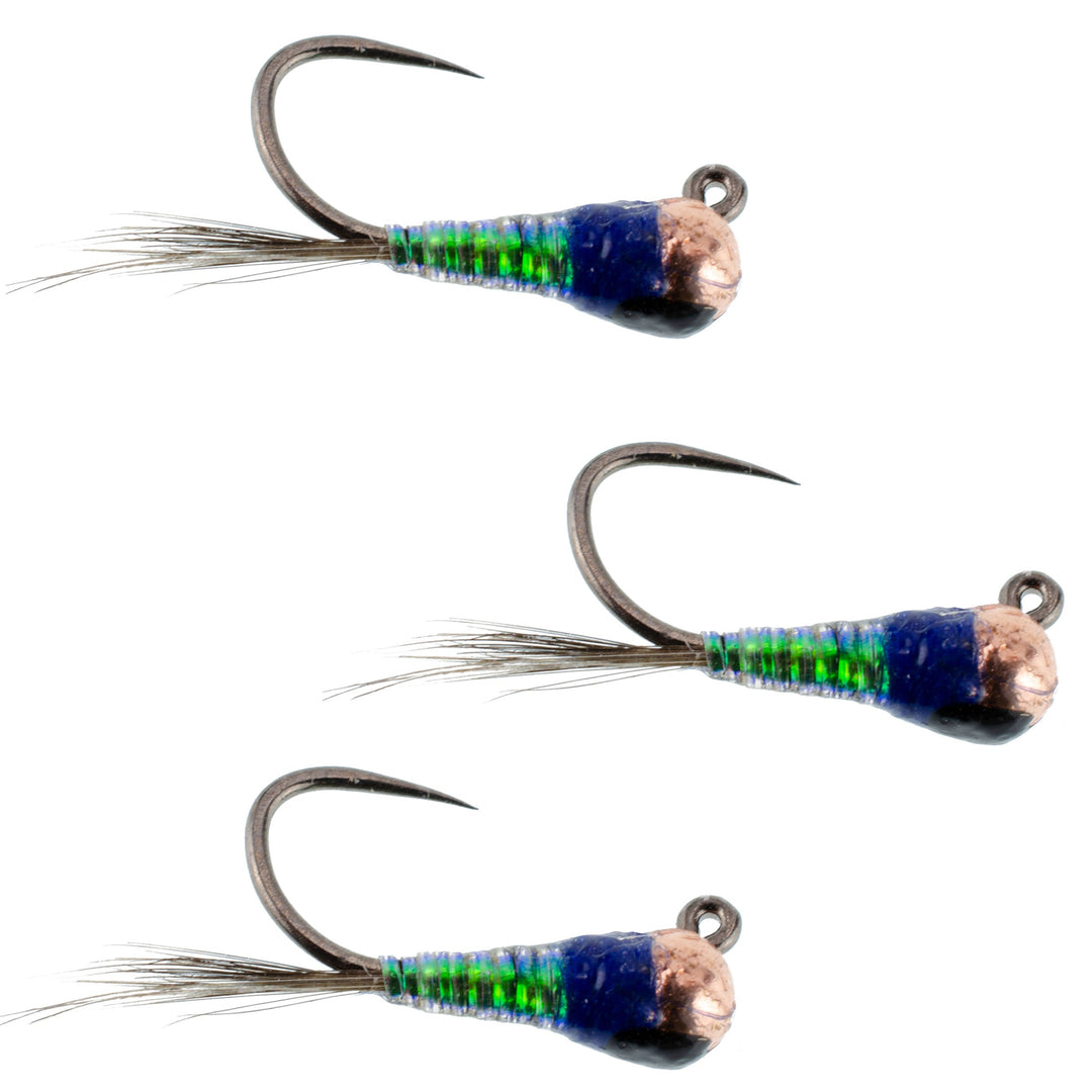 3 Pack Tungsten Bead Gasolina Perdigon Tactical Jig Czech Euro Nymph Spanish Nymphing Fly - Hook Size 18