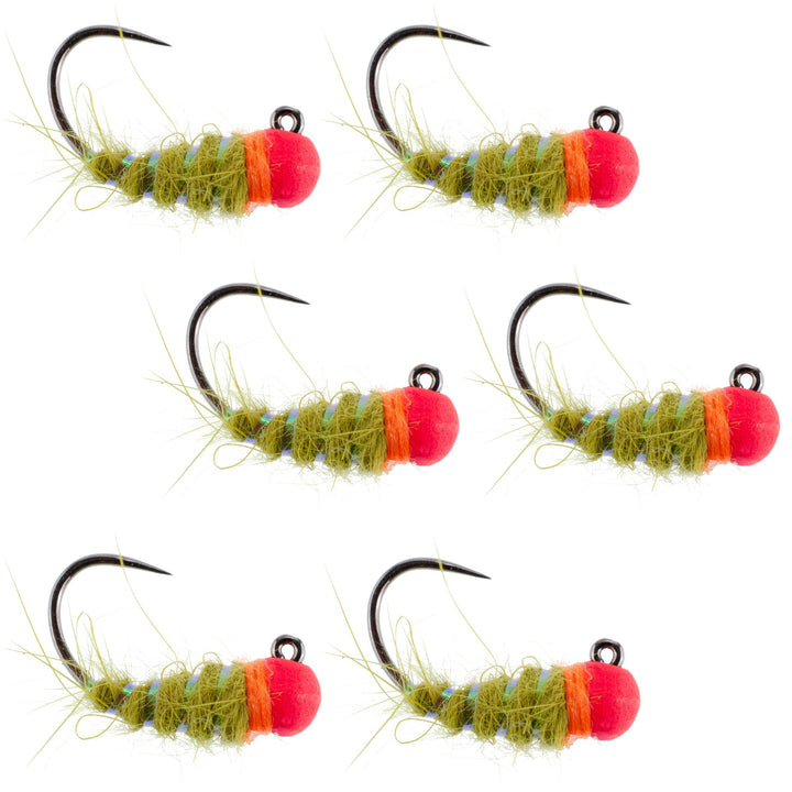 Tungsten Hot Bead Walt's Worm Jig Tactical Czech Nymph Euro Nymphing Fly - 6 Flies Hook Size 12