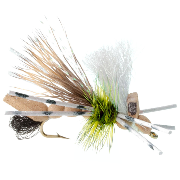 Grasshopper Trout Flies Fishing Flies Assortment Dropper Hopper Foam Body - 9 Flies 3 Patterns Hook Size 10