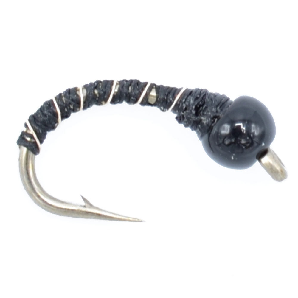 Black Zebra Midge - Black Bead Head - 1 Dozen - Size 18 - Tailwater and Lake Fly Fishing Flies