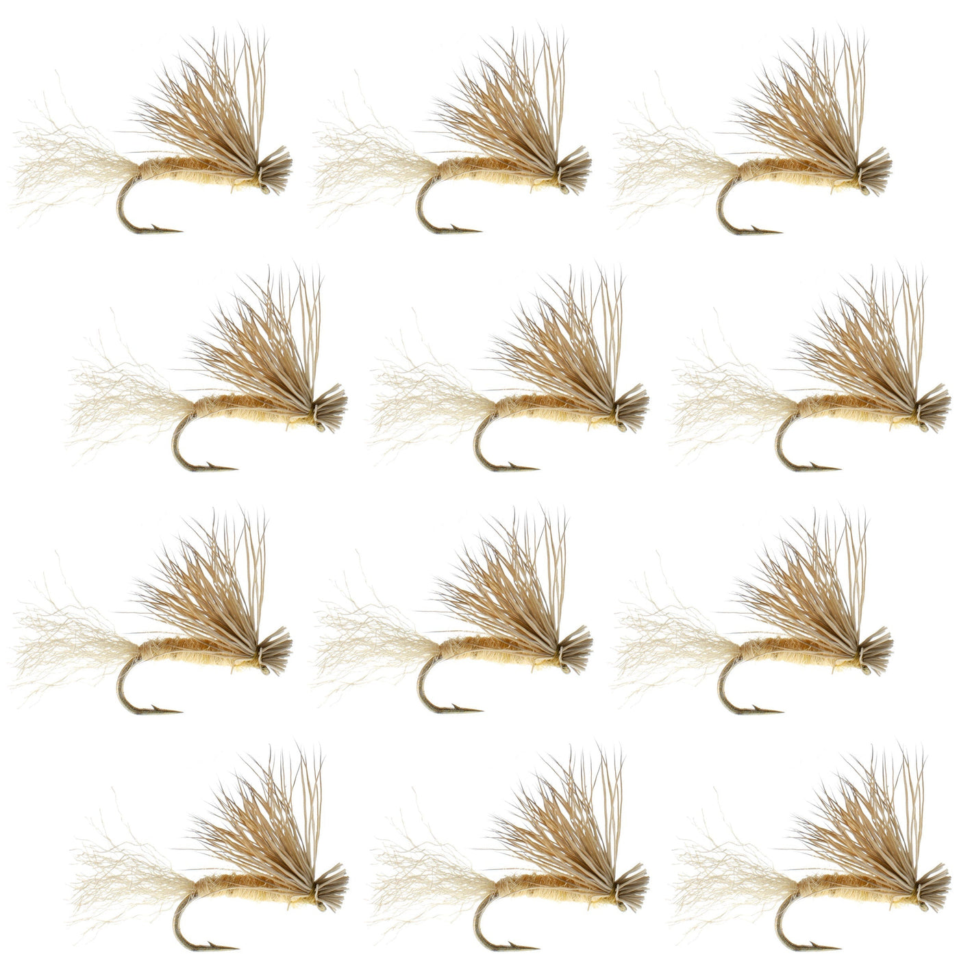 Tan X Caddis Emerging Caddis Adult Trout Dry Fly - 1 Dozen Flies Hook Size 18