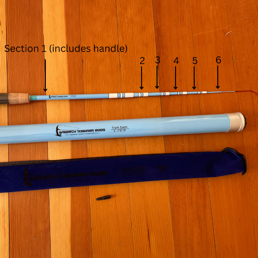 The Wasatch Tenkara Rods Maruki Sharpshooter replacement parts.